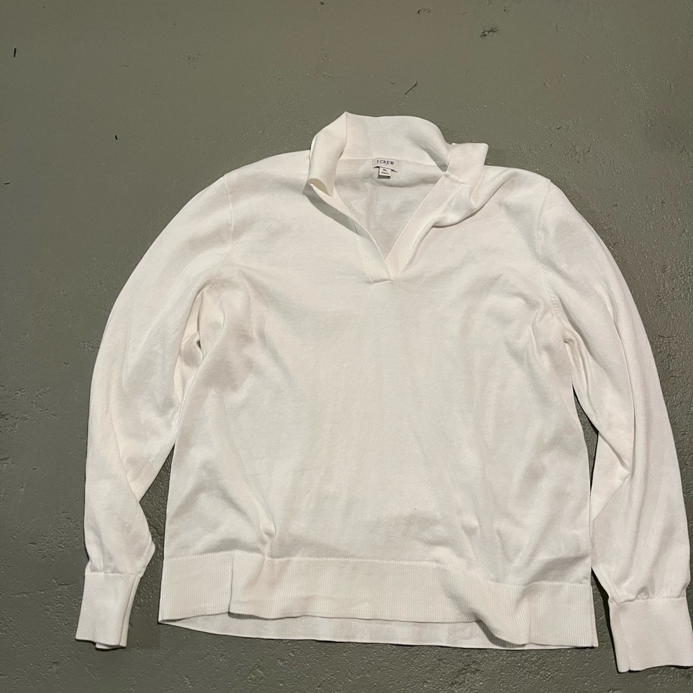 J. Crew Classic White Collared Sweater